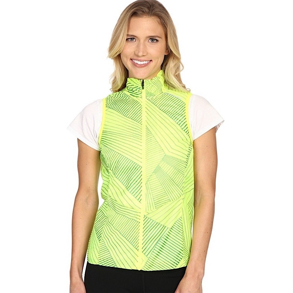 Brooks Neon Yellow Geometric-Print Lightweight Vest